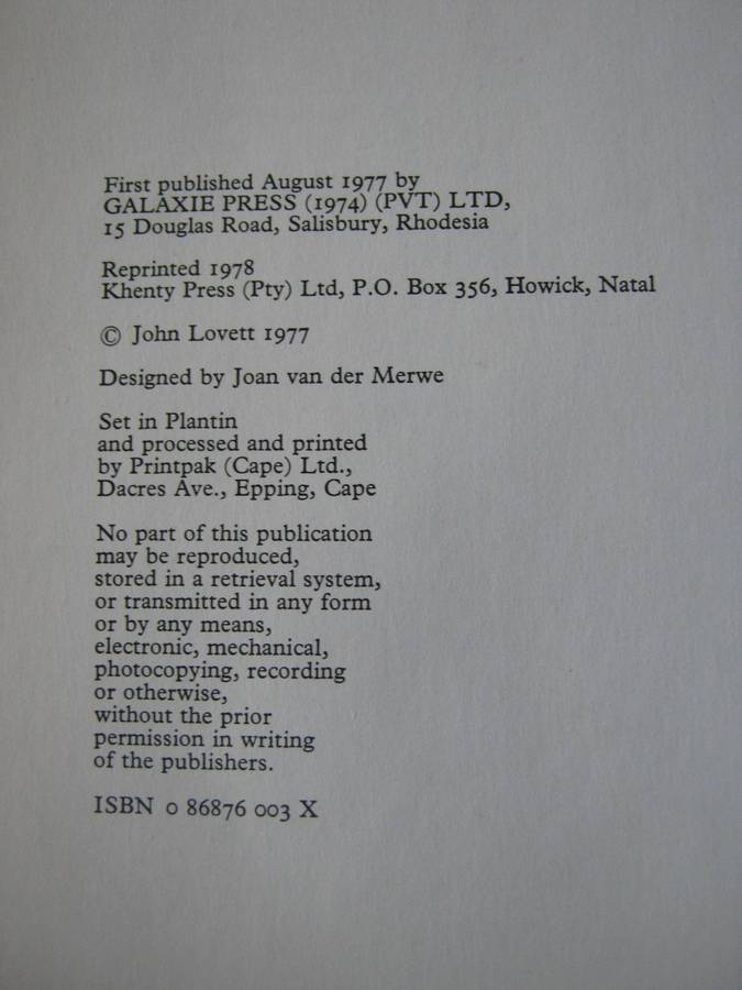 Contact A Tribute to those who Serve Rhodesia John Lovett