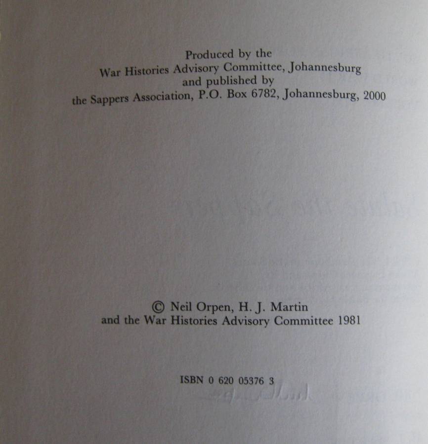 Salute the Sappers. Volume 8. Parts I & II of the South African Forces: World War II series. Signed