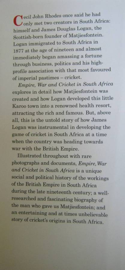 Empire, War & Cricket in South Africa Logan of Matjiesfontein Dean Allen