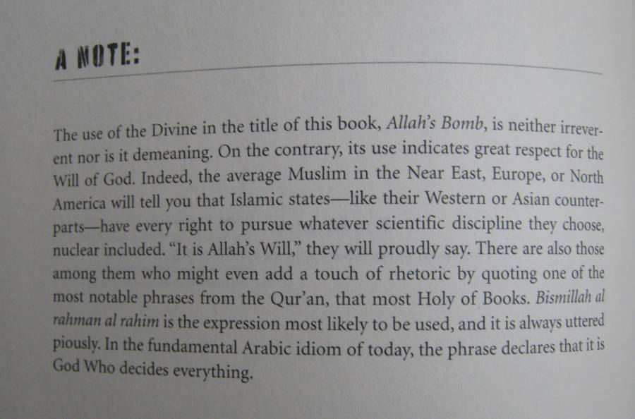 Allah's Bomb The Islamic Quest for Nuclear Weapons Al J Venter