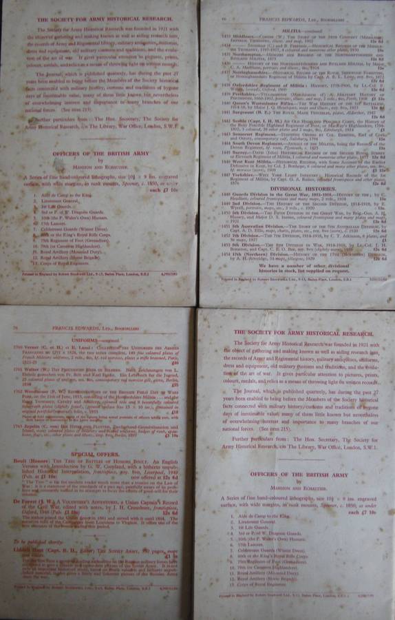 Military History Books on the Armies of the Worls and their Equipment 3 Catalogues + 1 Duplicate