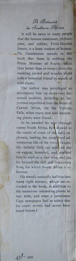 A Botanist in Southern Africa John Hutchinson