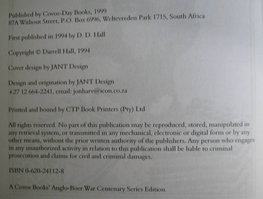 Halt! Action Front! With Colonel Long at Colenso  Author: Darrell Hall       Publisher: Covos-Day Bo