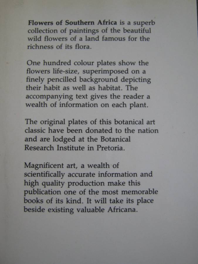Flowers of Southern Africa Auriel Batten      Publisher: Southern Book Publishers  Edition