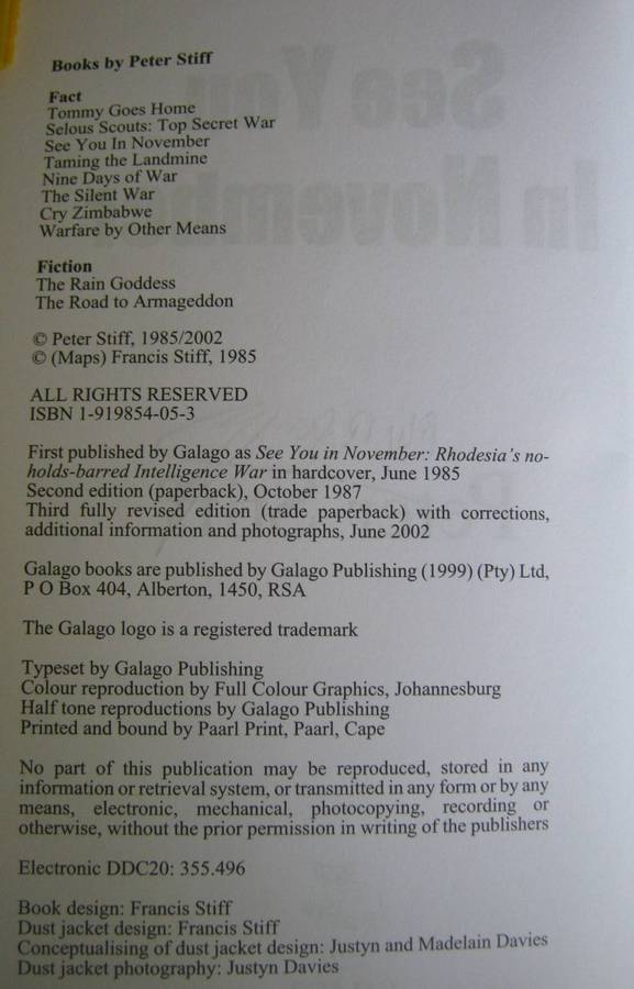 See You In November The Story of an SAS Assassin Peter Stiff  Signed