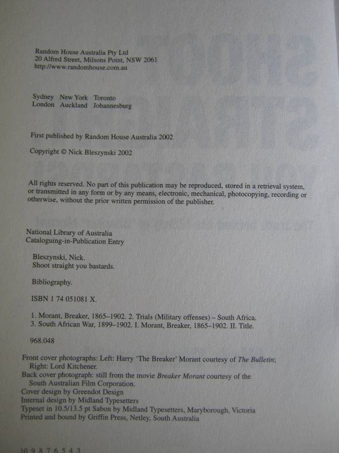 Shoot Straight You Bastards The Truth Behind the Killing of Breaker Morant  Nick Bleszynski