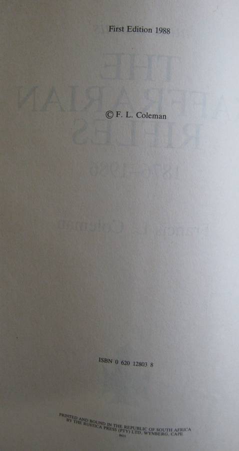 The Kaffrarian Rifles 1876  1986 Francis L Coleman
