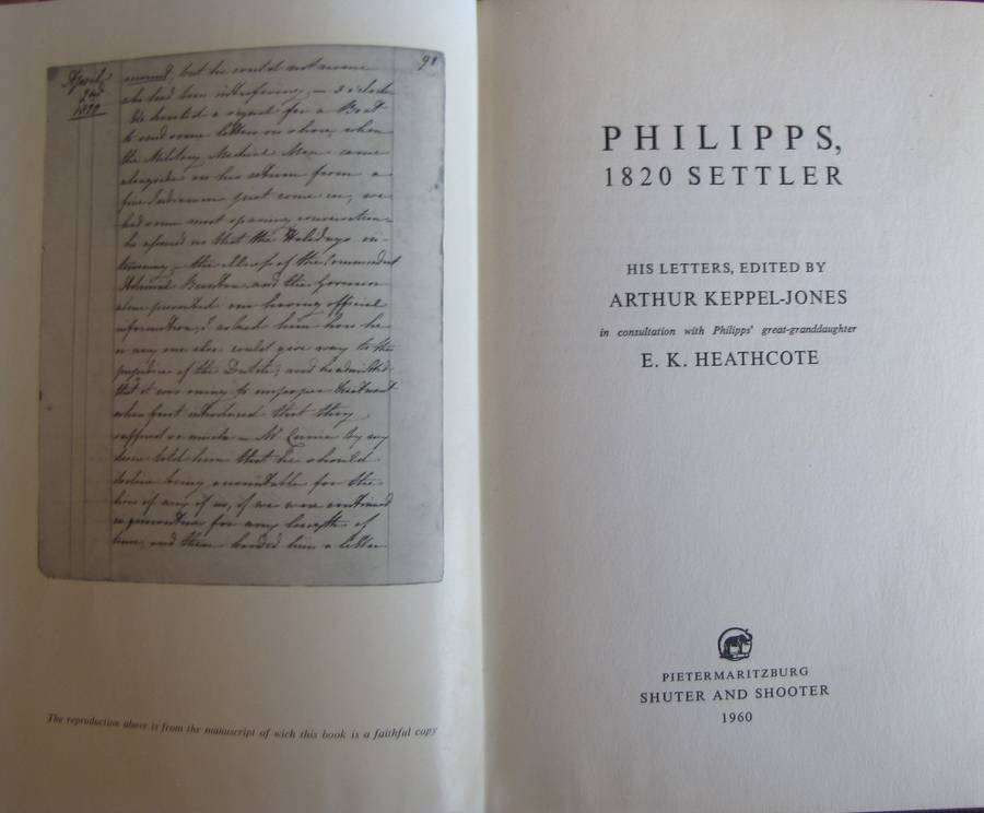Philipps 1820 Settler Edited by Keppel-Jones