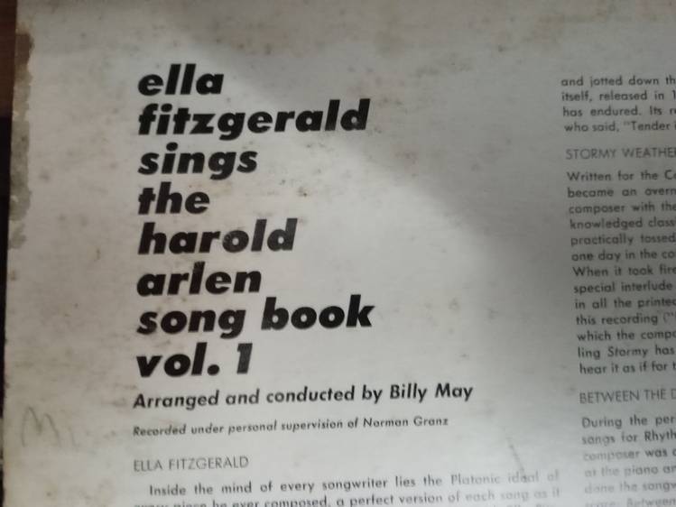 Ella Fitzgerald sings the Harold Arlen song book vol 1.