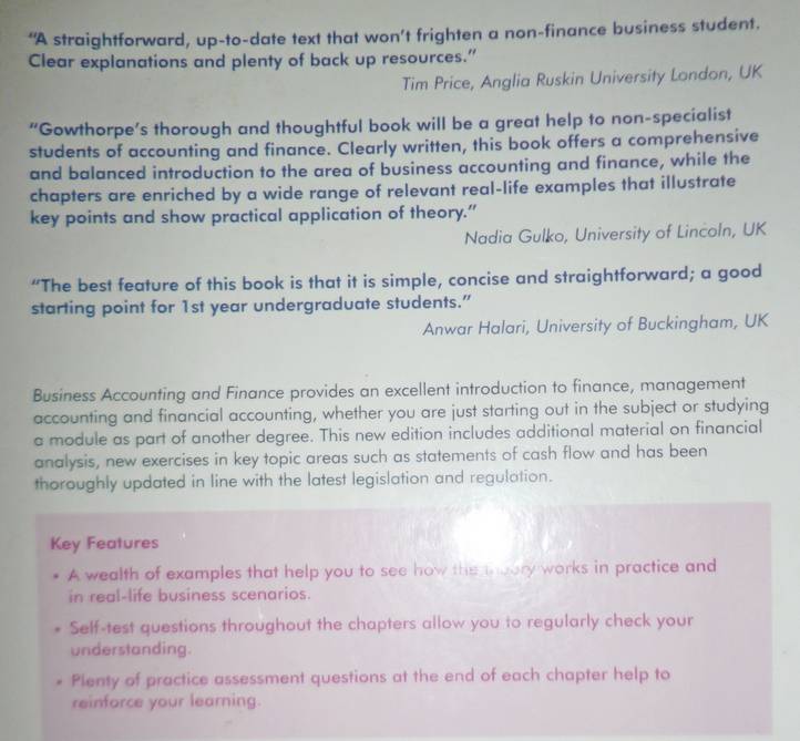 BUSINESS ACCOUNTING & FINANCE  4TH EDITION