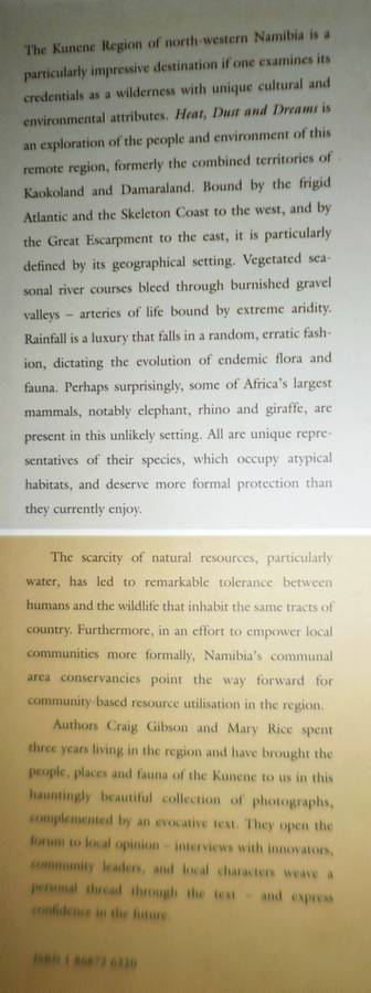 Heat, Dust and Dreams  : An exploration of People and Environment in Namibias Kaokoland and Damaral
