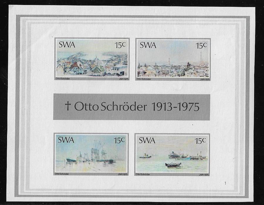 South West Africa 1975 imperforated proof miniature sheet SACC290 catalogue value R10 000