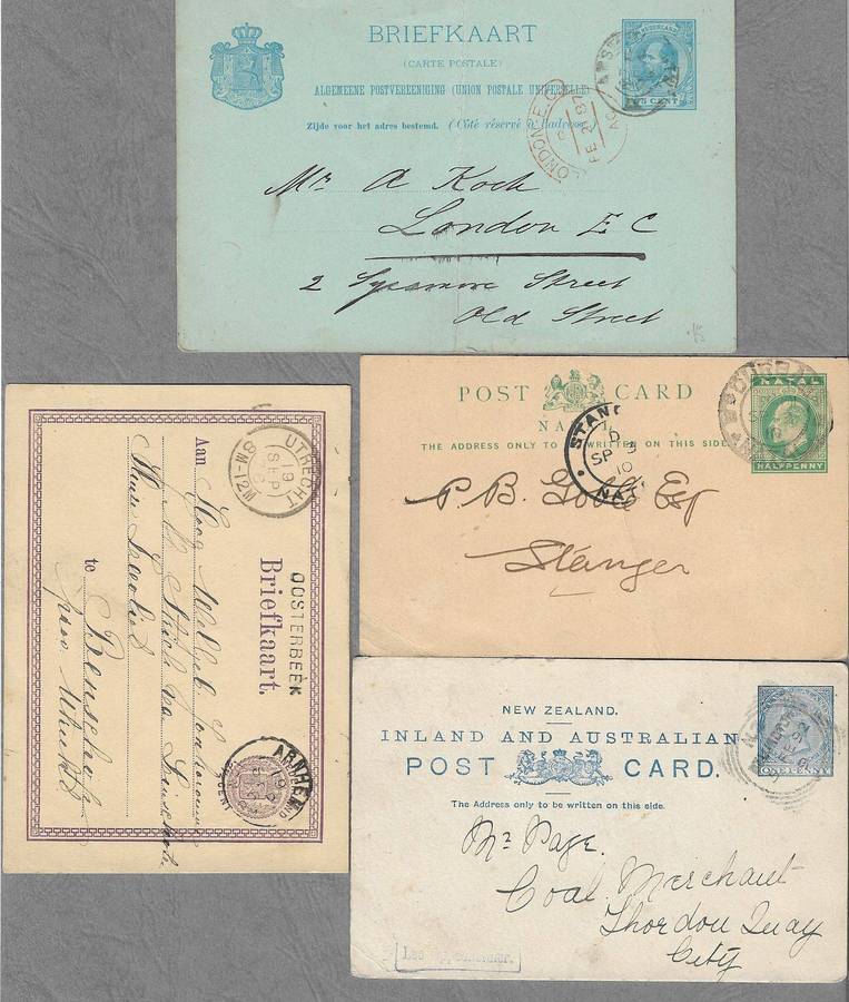 Old world stationery cards (x4) fine used.