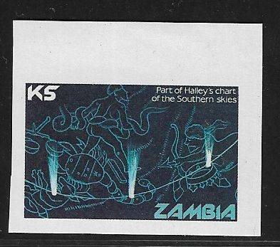 Zambia variety  imperforated K5 Halleys Comet.