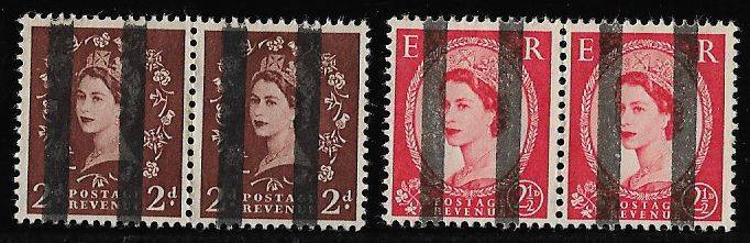 Great Britain Queen Elizabeth Training stamps x2 pairs no gum.