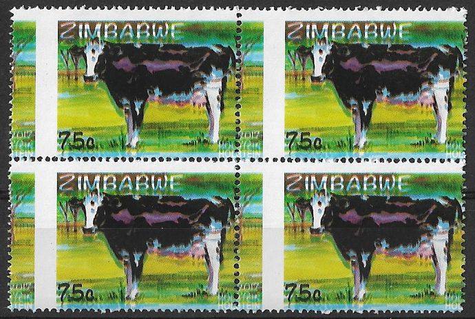 Zimbabwe variety perforation shift block of (x4).