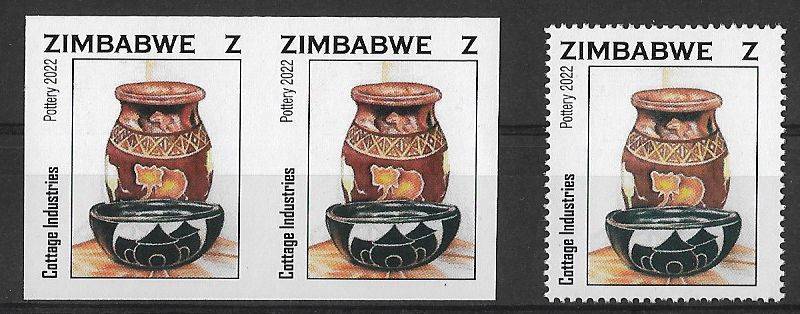 Zimbabwe variety imperforated pair plus normal.