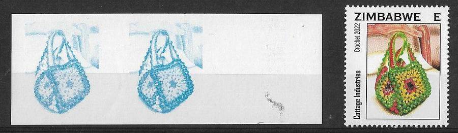Zimbabwe variety progressive proof pair imperforated plus normal stamp.