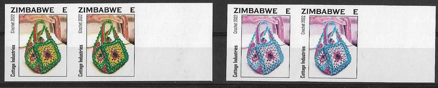 Zimbabwe variety imperforated pairs (x2) from proof sheets.