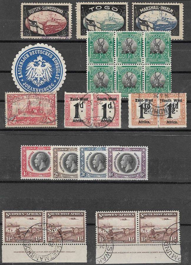 South West Africa mixed stamps and odd labels on stock cards.