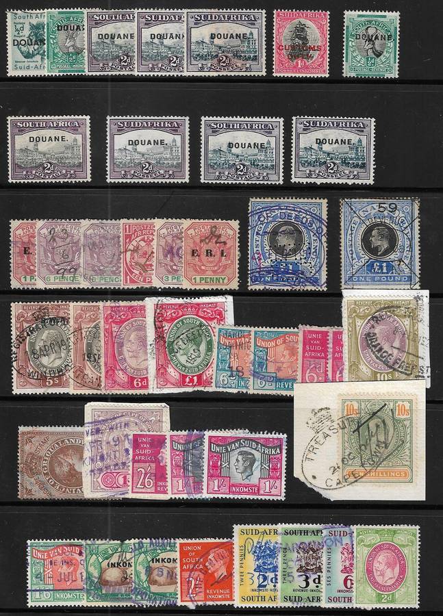 Union revenue stamps and odds bulk on album page.