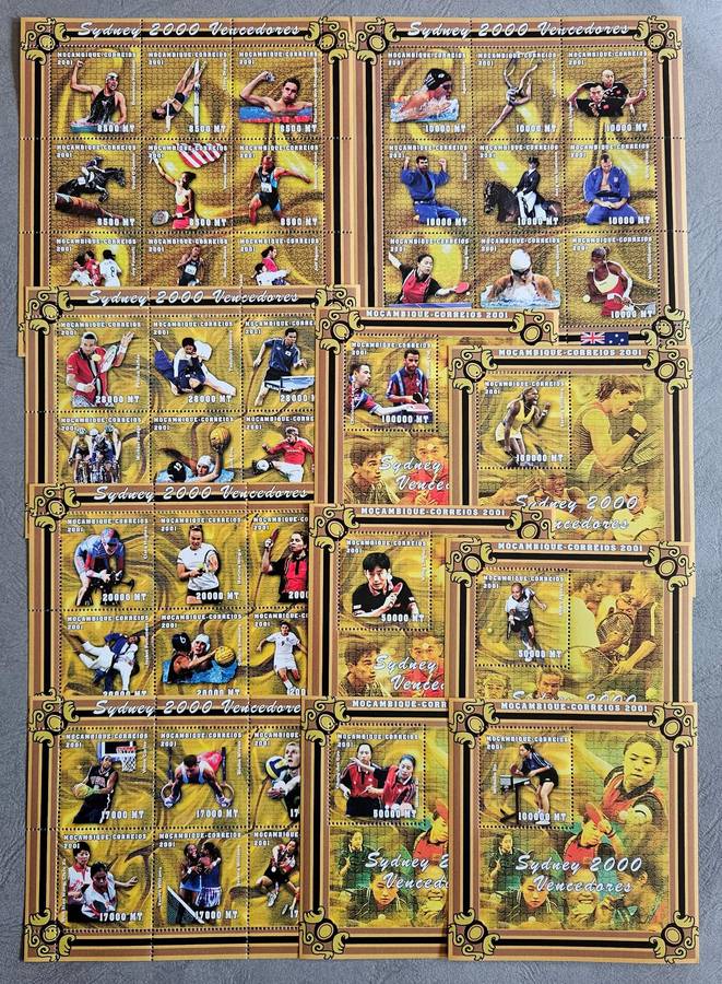 Mozambique sport 2001 sheetlets (x10)