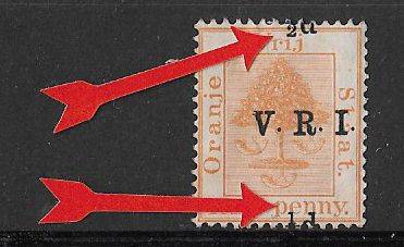 Orange River Colony shifted overprint mint no gum. Reference item.