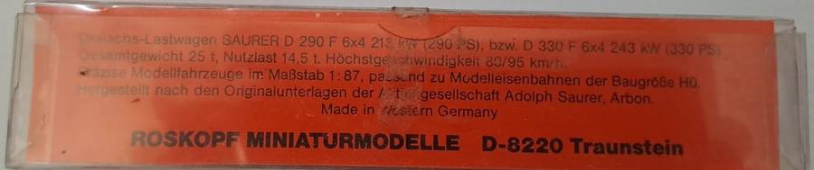 Model Trains/Cars HO 1 x Saurer Delivery Truck. (Still Boxed)
