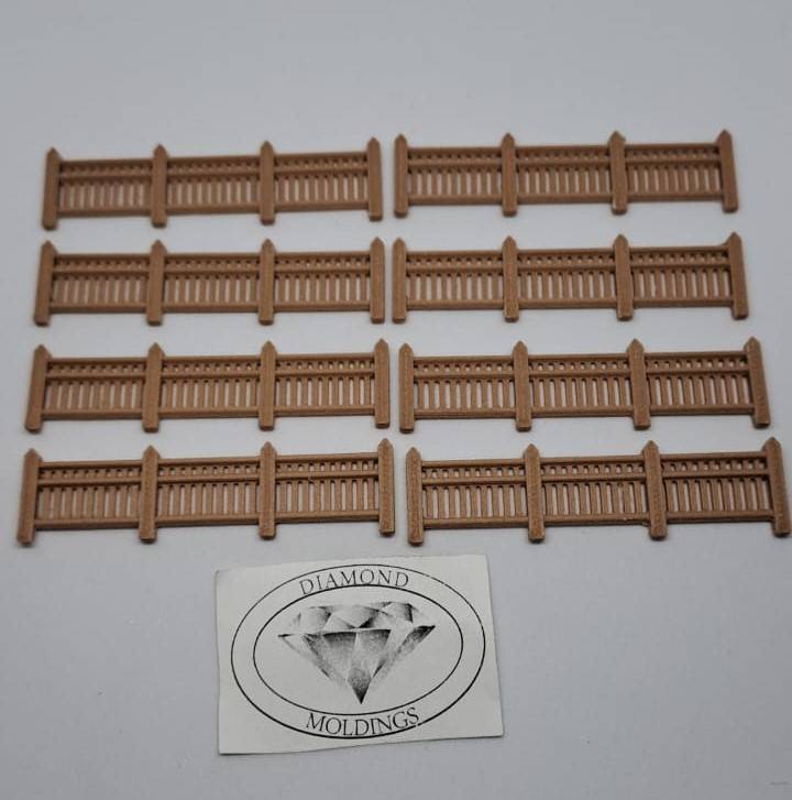 Model Trains HO 1 x Fence looks like wood (Pack of 8) - 70mm x 28mm x 3mm