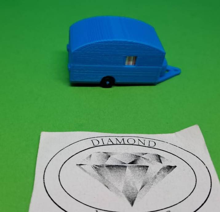 Model Trains HO 1 x Caravan - Blue - 46mm x 18mm x 21mm