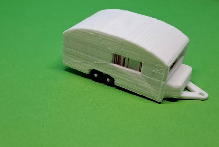 Model Trains HO 1 x Caravan Double Axis (White) - 52mm x 22mm x 23mm