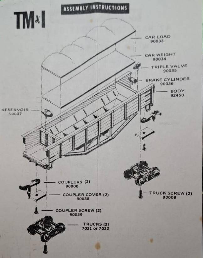 Model Trains H0 Scale - Convertible Gondola or Ballast Car, with plastic wheels & Horn hook couplers
