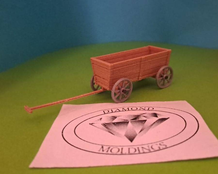 Model Trains HO 1 x Wagon - Farm Wooden Wagon Horse/Ox - 85mm x 22mm x 22mm