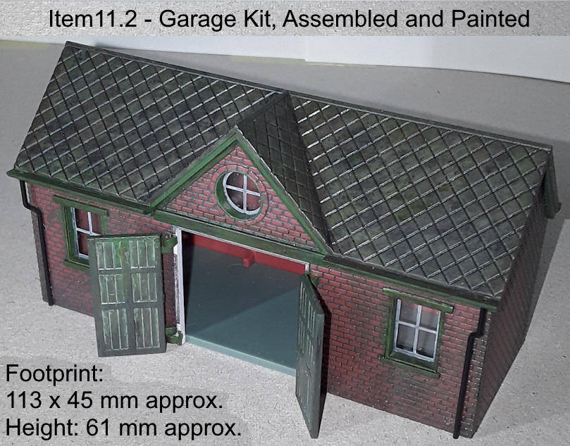 Model Trains H0/OO-Scale 1 x Garage, Assembled Kit, Painted, Detailed, working doors.