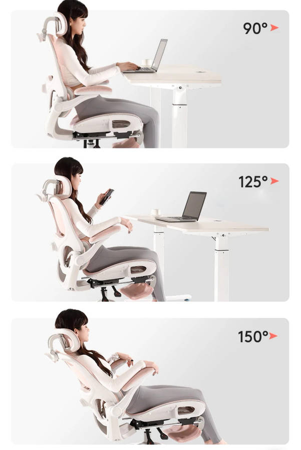 Ergonomic Office Chair with footrest - Pink