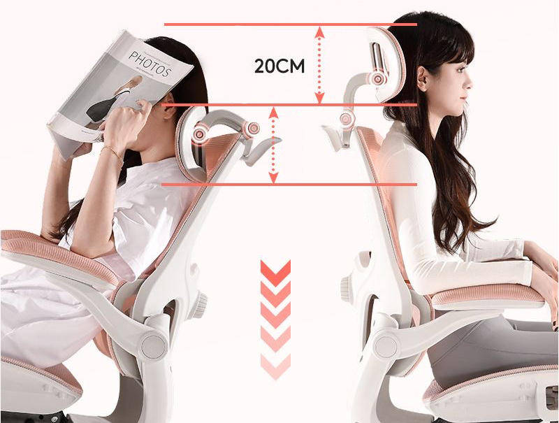 Ergonomic Office Chair with footrest - Pink