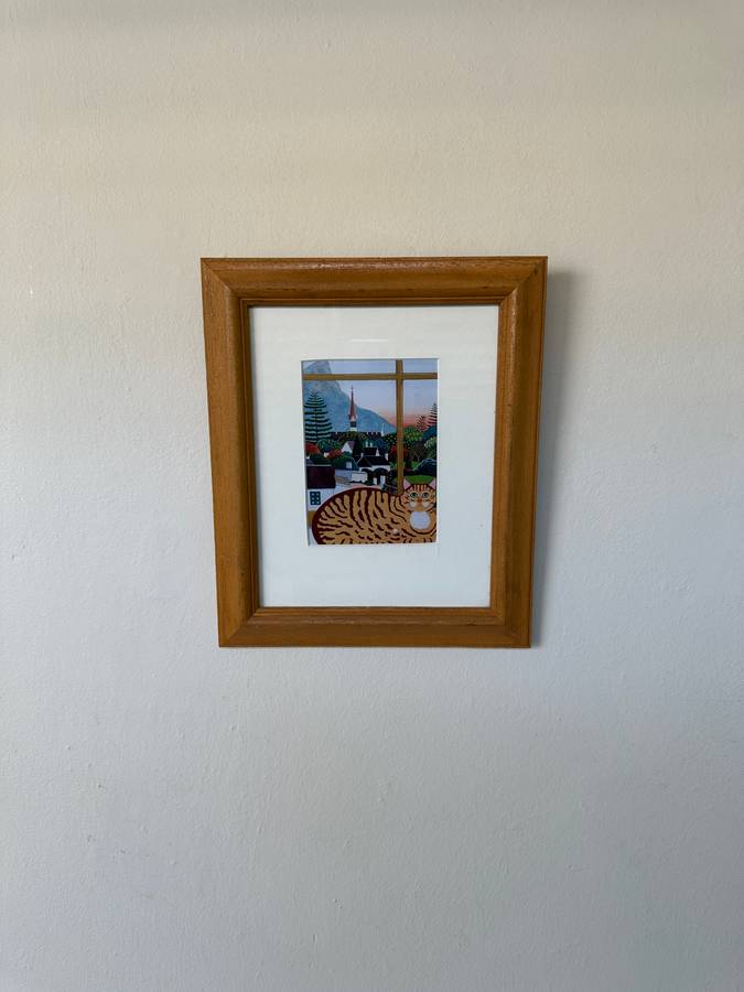 Framed Print, Cat at a Window - Finished Size 24.5cm x 29cm