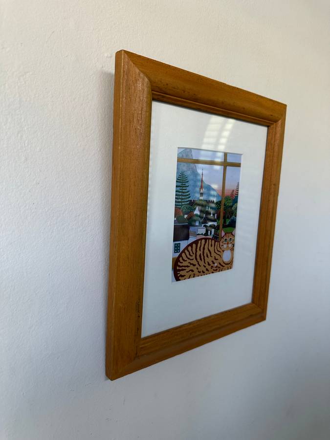 Framed Print, Cat at a Window - Finished Size 24.5cm x 29cm
