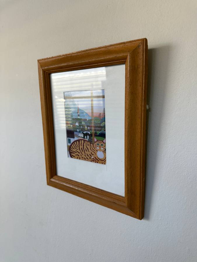 Framed Print, Cat at a Window - Finished Size 24.5cm x 29cm