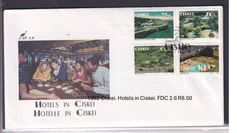 1992 Ciskei. Hotels in Ciskei. FDC 2.6 R8.50
