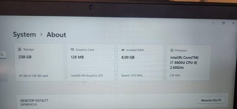 Lenovo T460s Ultra book i7