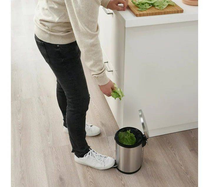 Silver Stainless steel Round Toilet Brush & 5 Litre Bin - Combo