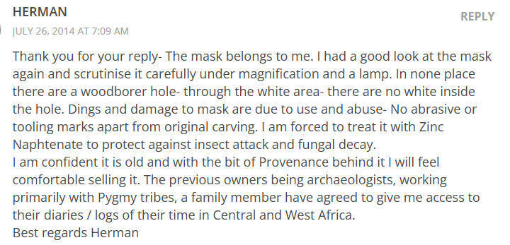 Genuine West African Tribal mask with Provenance