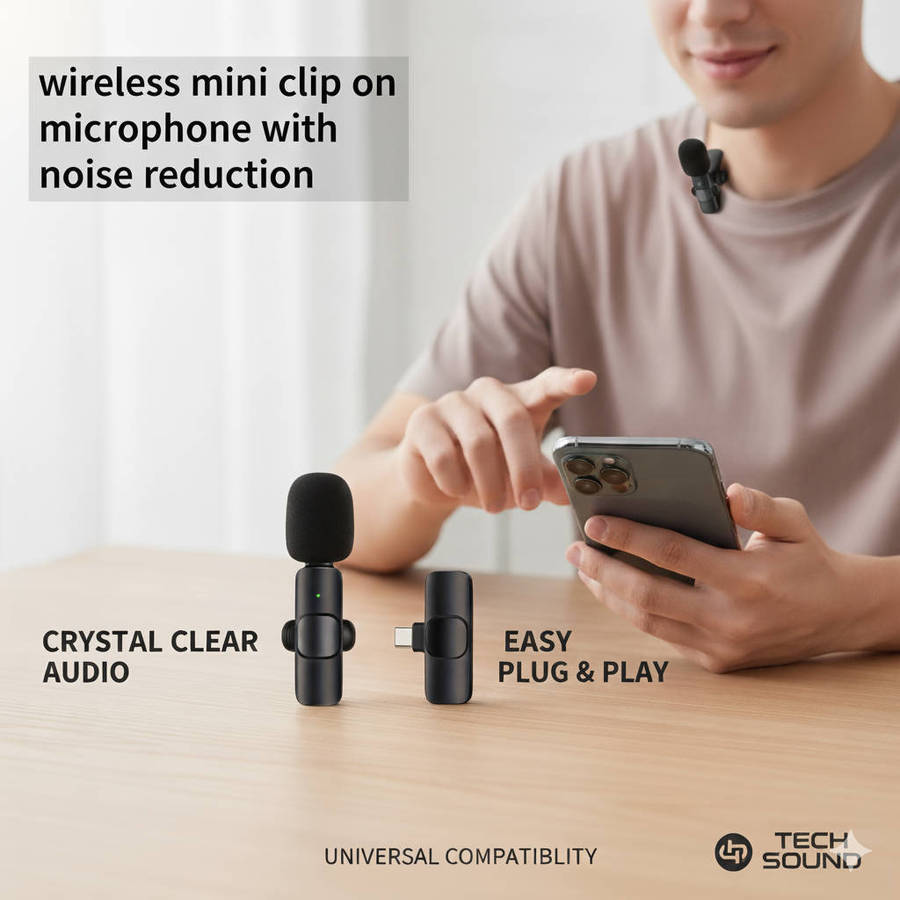 Wireless mini clip on microphone