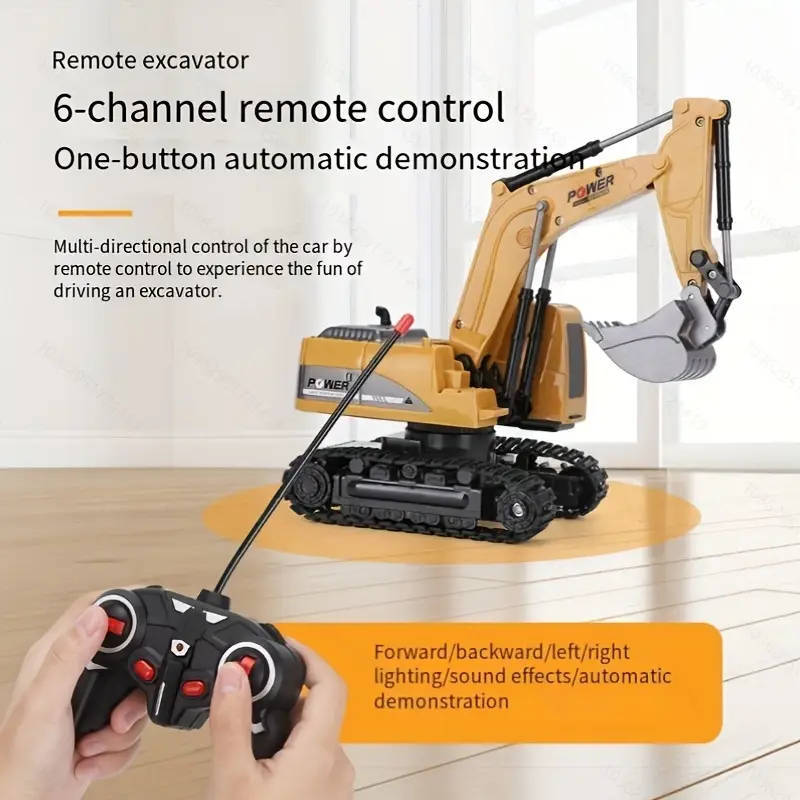 6 channel metal plated Remote controlled electric excavator