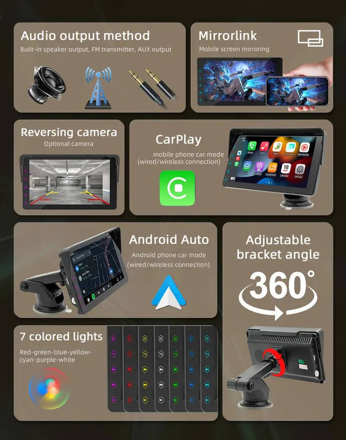 7'' Wirless carplay and Android auto touch screen media player