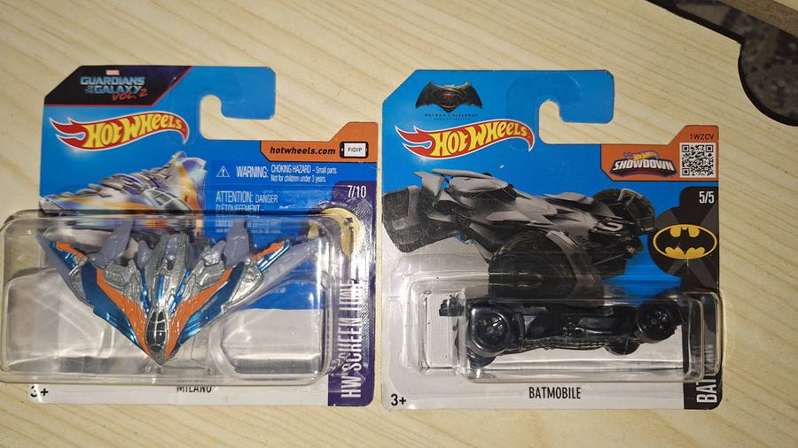 Hot Wheels - Lot of 2 Cars - Guardians of the Galaxy Milano andBatman VS Superman Batmobile