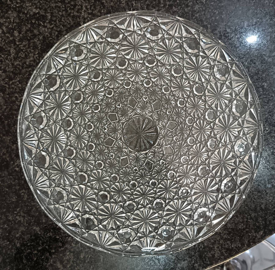 Vintage MCM Pressed Glass Cake Plate