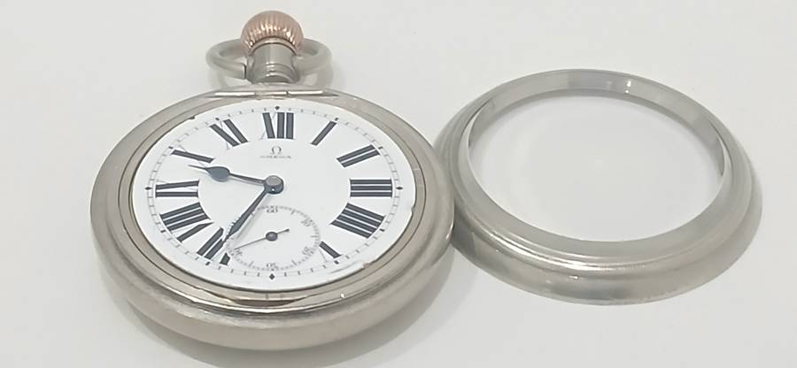 1910 Omega Railroad open face pocket watch