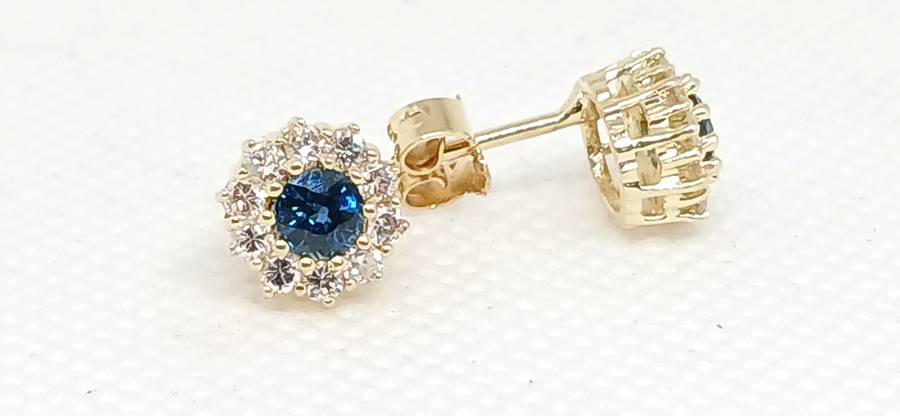 14ct Gold diamond and sapphire earrings